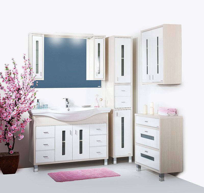 Тумба под раковину Бриклаер Бали 120 венге/белый глянец