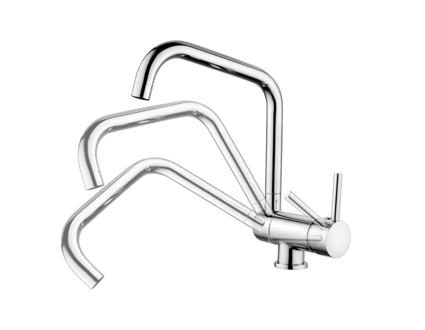 AQG TILE, смеситель для кухни с закругленным поворотным опускающимся  изливом, цвет хром, артикул 05TILE550CR
