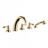 BONGIO CAPRI Смеситель на борт ванны на 5 отверстий, с ручным душем, цвет золото