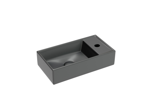 Умывальник подвесной прямоугольный (чаша слева, отверстие под смеситель справа) цвет темный антрацит матовый Элемент (Element) 407x217x100