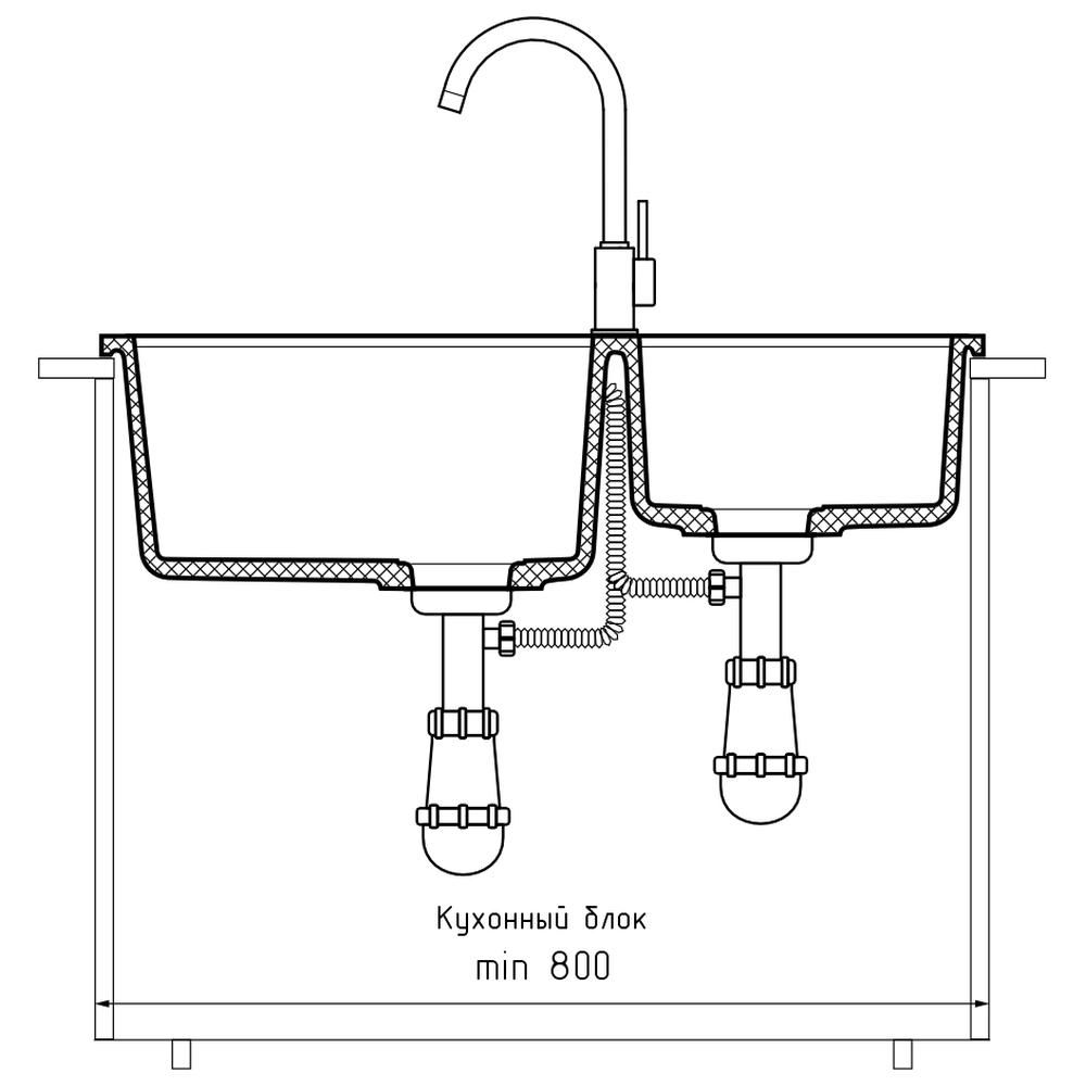 Кухонная мойка GranFest LEVEL 780K, песочный, артикул LV-780K песочный