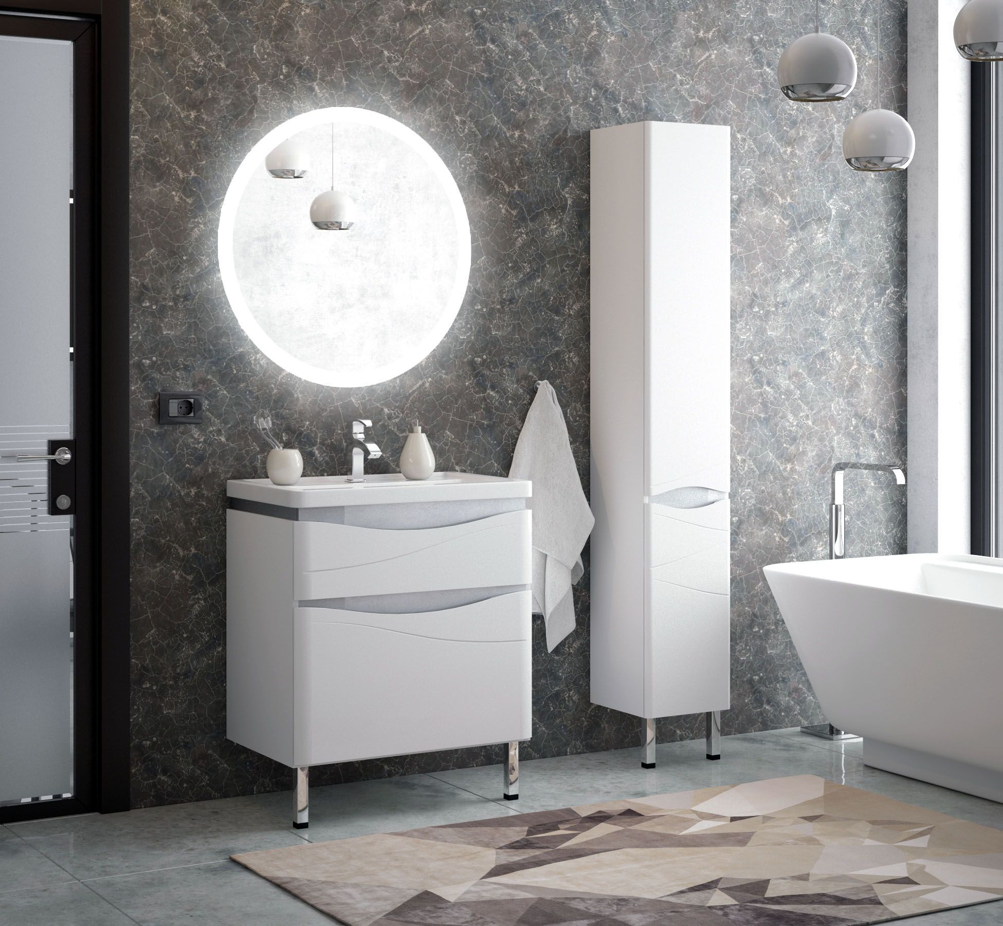 Шкаф-пенал "Омаха 30", белый / металлик