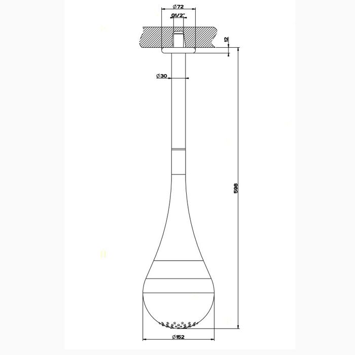 Gessi Goccia Верхний душ для потолочного крепления каплевидной формы, h=602мм, цвет: хром