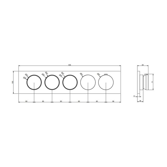 GESSI Origini Смеситель термостатический встраиваемый до 3 функций одновр, с кнопками вкл/выкл., цвет хром(внешняя часть)