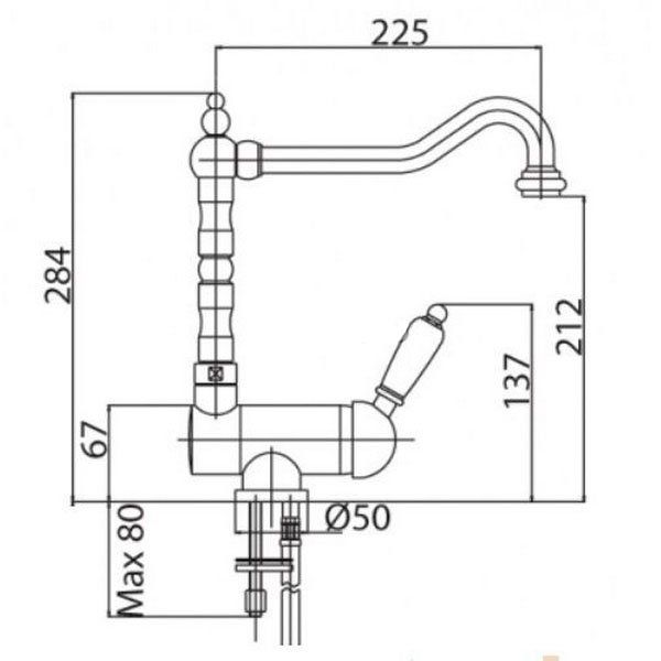 Смеситель для кухни с регулируемым углом наклона излива VINTAGE-LLPM2-Sw