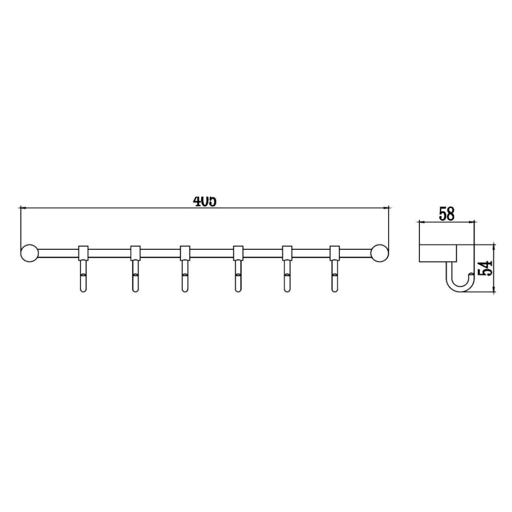 Планка с крючками Savol S-006206, хром, артикул S-006206