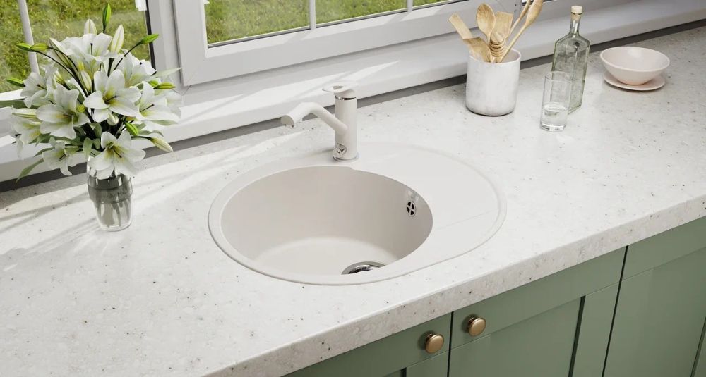 Кухонная мойка Ulgran Quartz Nora 585-01, жасмин, артикул Nora 585-01