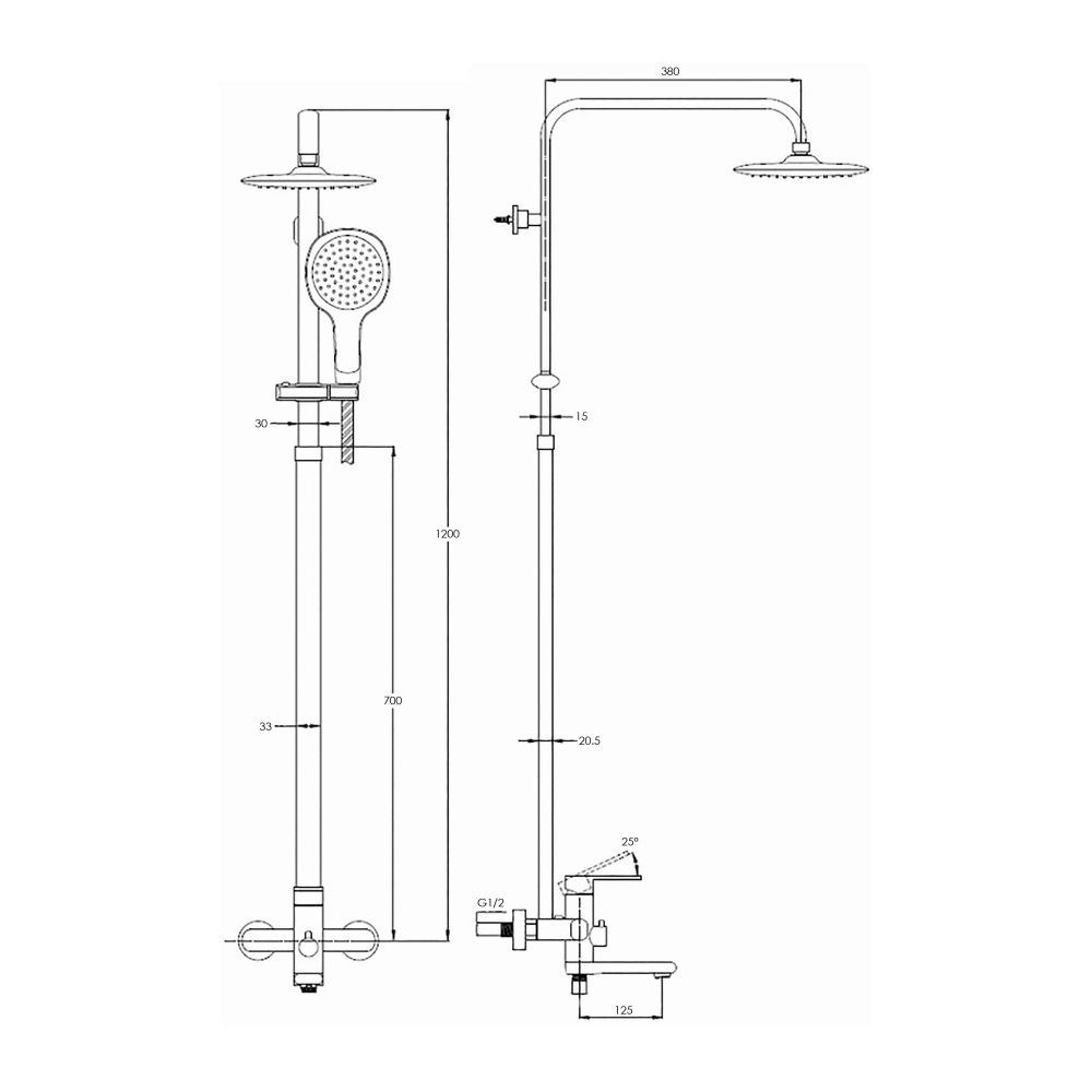 Душевая система G.Lauf NOB16-A128, хром
