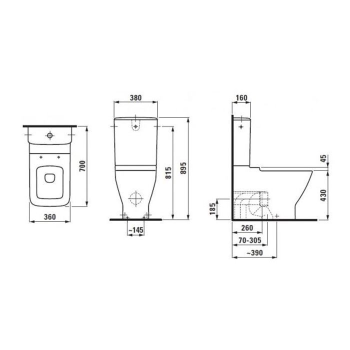 Laufen Palace Бачок для унитаза моноблок, подвод воды снизу слева,цвет белый (укомплектован механизмом слива хром)