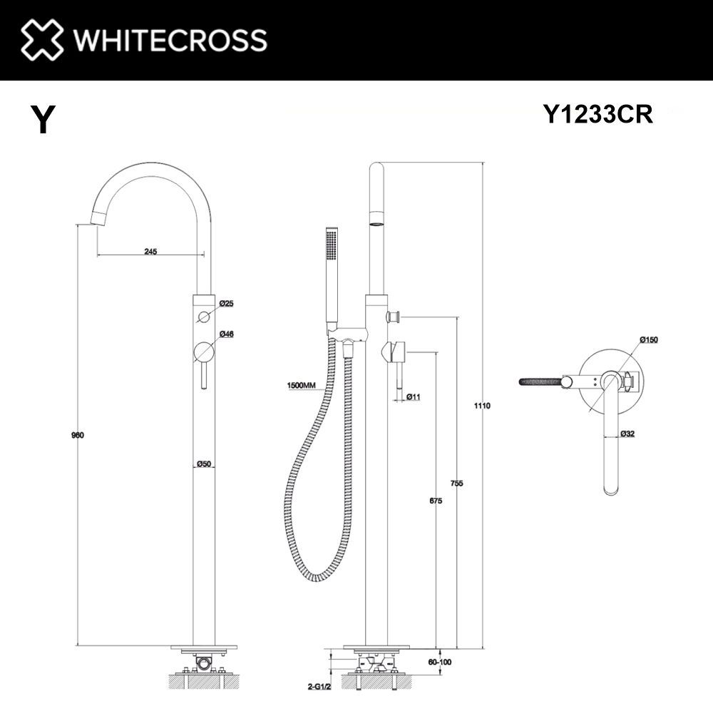 Смеситель для ванны отдельностоящий WHITECROSS Y Y1233CR (хром) Смеситель для ванны отдельностоящий WHITECROSS Y Y1233CR (хром)