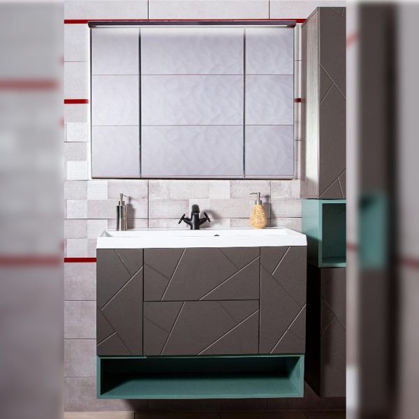 Комплект мебели для ванной Бриклаер КРИСТАЛЛ 90Z, графит/муссон