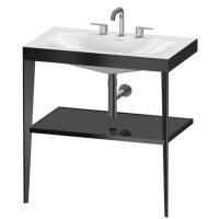 Duravit XViu Консоль напольная, 850x800x480мм с полкой, с раковиной без перелива, 3 отв., цвет: black matt/black high gloss lacquer Duravit XViu Консоль напольная, 850x800x480мм с полкой, с раковиной без перелива, 3 отв., цвет: black matt/black high gloss lacquer
