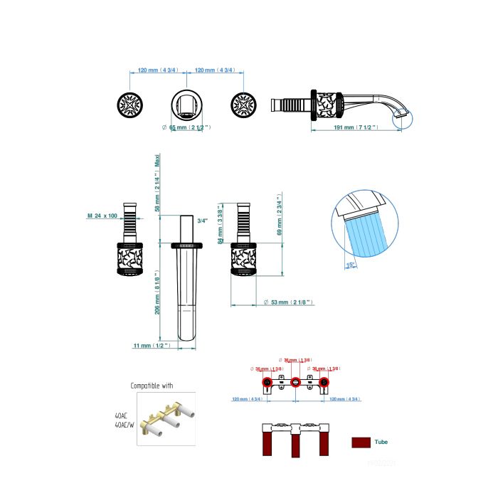 THG General items Встраиваемая  часть смесителя для раковины/ванны 3/4" для ручек-рычагов THG General items Встраиваемая  часть смесителя для раковины/ванны 3/4" для ручек-рычагов