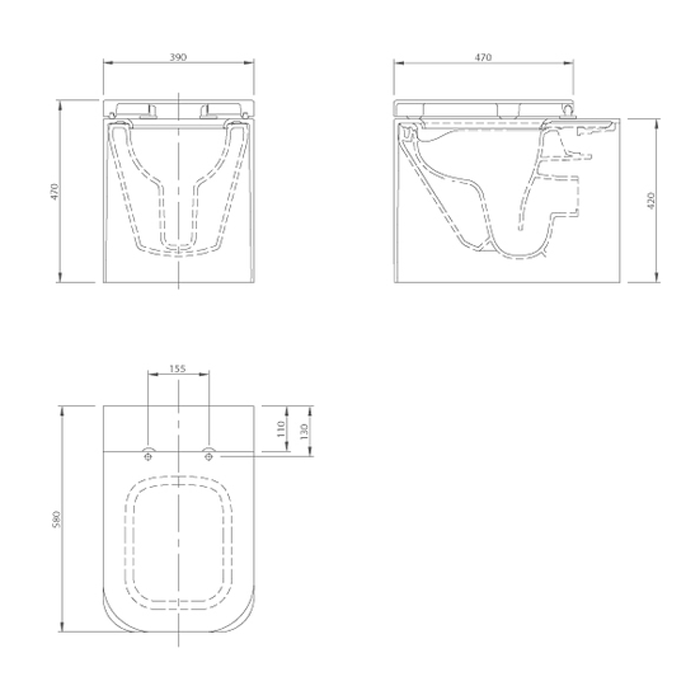 KNIEF Glam Унитаз напольный безободковый 58х39х42 см, с сиденьем микролифт петли хром цвет белый матовый