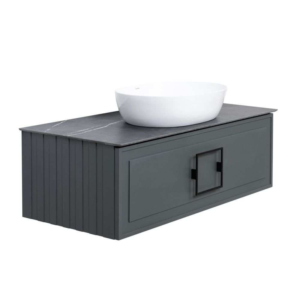 Тумба под раковину подвесная La Fenice Cubo FNC-01-CUB-G-100, серо-зеленая, артикул FNC-01-CUB-G-100