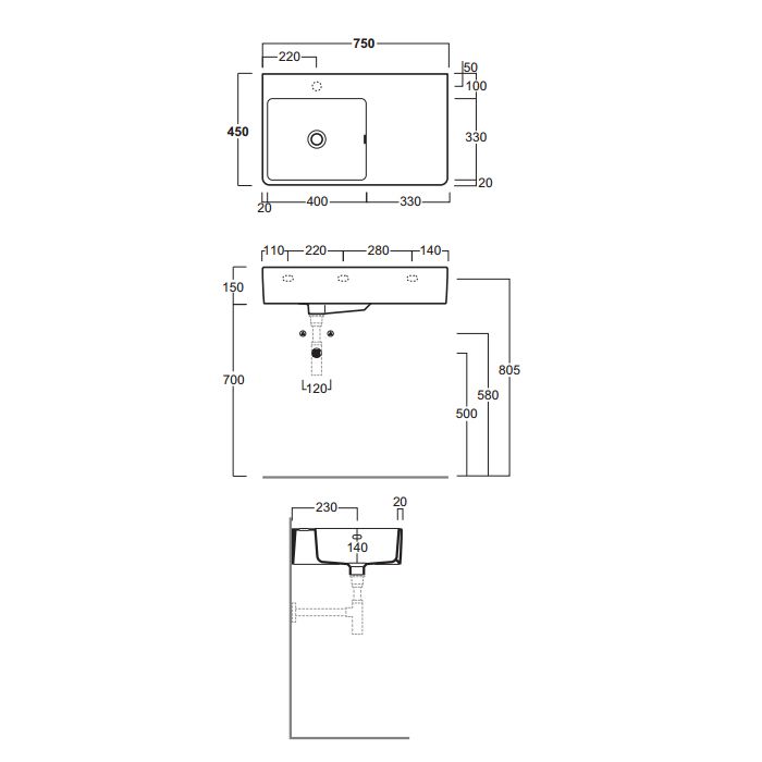 SIMAS Top e lavabi d'arredo раковина накладная/подвесная 75х45 см с 1  отв. под смеситель левая ,цвет белый