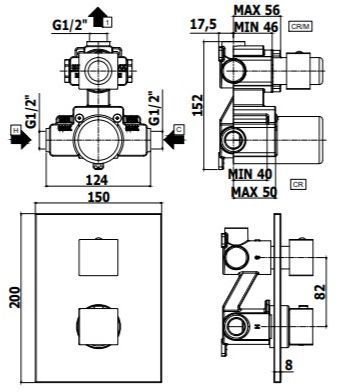 Смеситель для ванны Paffoni Level LEQ513CR (с внутренней частью) хром