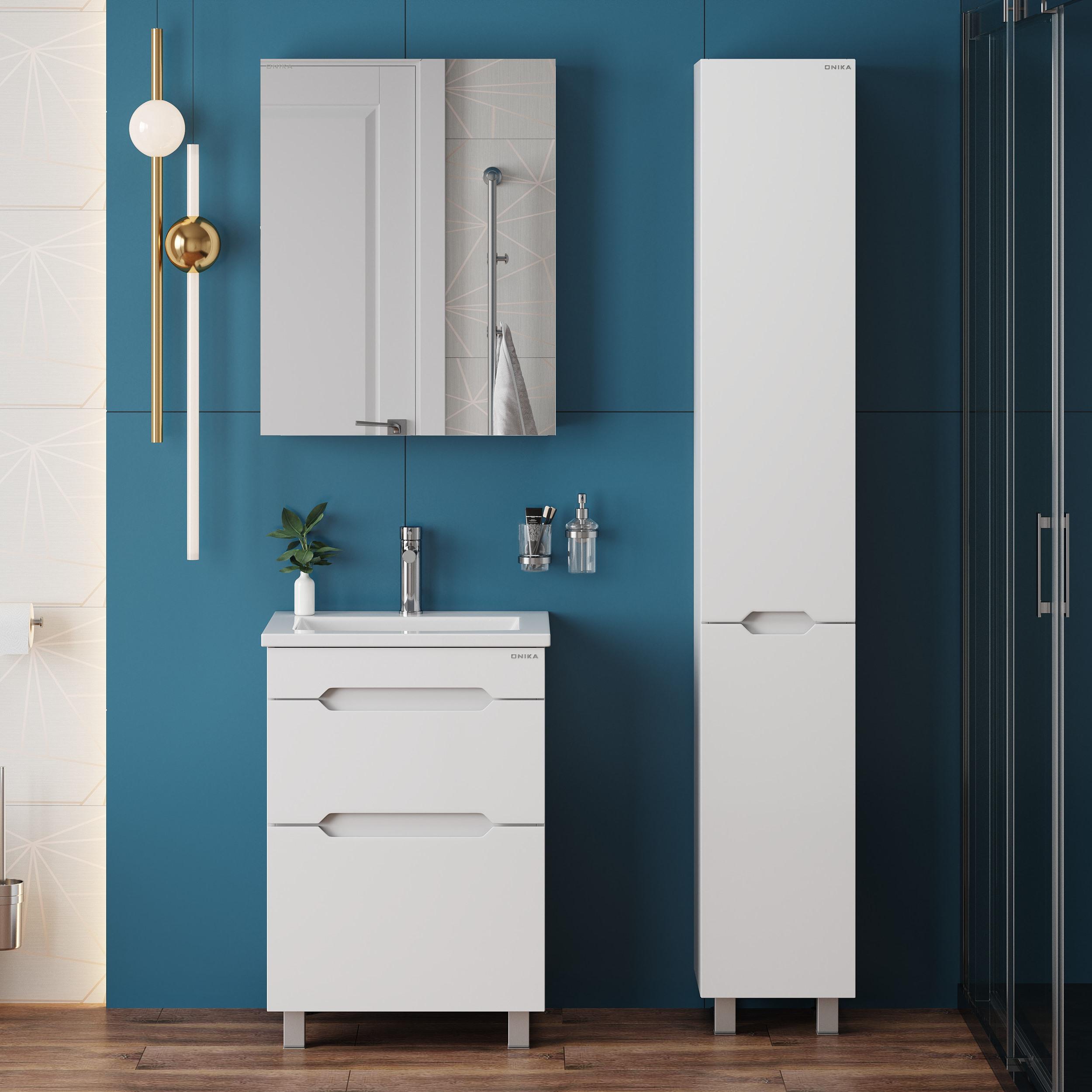 Тумба Onika Айленд 50 напольная, белая (ум. Сomo-50)