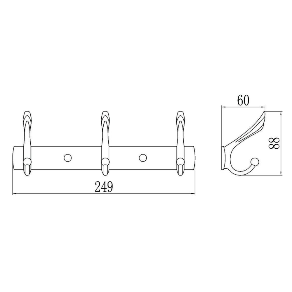 Планка с крючками Savol S-00113B, золото