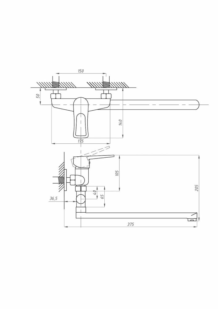 Смеситель для ванны с душем ПСМ-ПРОФСАН PSM-521-К017 ПЛЮС тип См-ВУОРНШлА, артикул PSM-521-017
