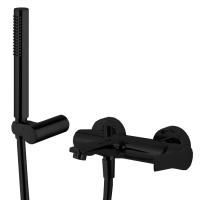 Fima Carlo Frattini Mast Смеситель для ванны, настенный, с ручным душем, цвет: чёрный матовый