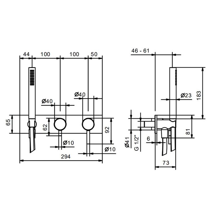 Fantini Nostromo Смеситель для душа, встраиваемый, на 2 источника, с ручн душем, (наружняя часть), цвет: нержавеющая сталь