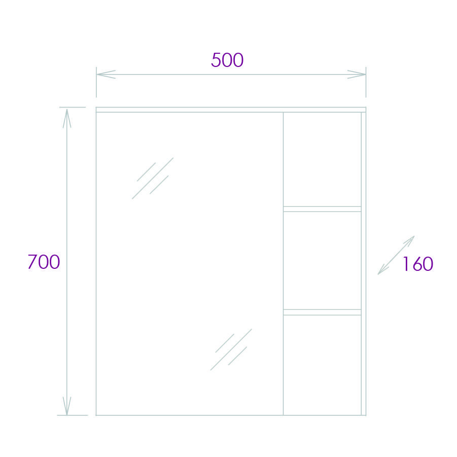 Шкаф-зеркало Onika Легран 50 дуб галифакс, универсальный