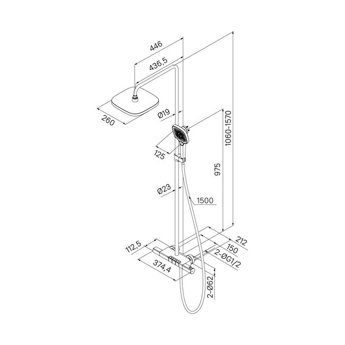 Душевая система с тропическим душем с термостатом IDDIS SpaHome (SPHBLTKi06), артикул SPHBLTKi06