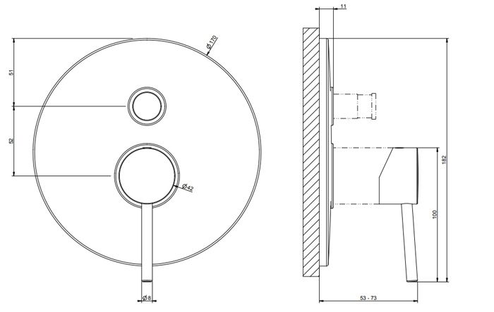 Gessi Emporio Via tortona Внешние части для настенного смесителя с автоматическим переключателем ванна-душ, цвет: Finox Brushed Nickel