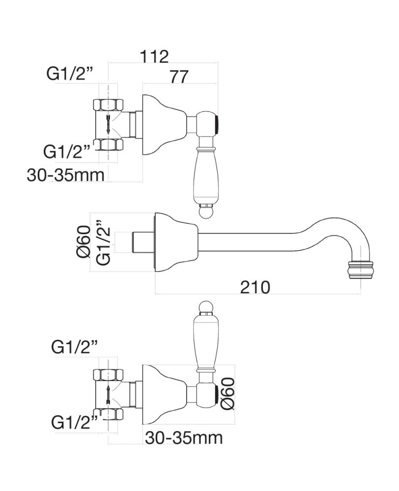 Смеситель для раковины Fiore COLONIALE 02ZZ0636, бронза