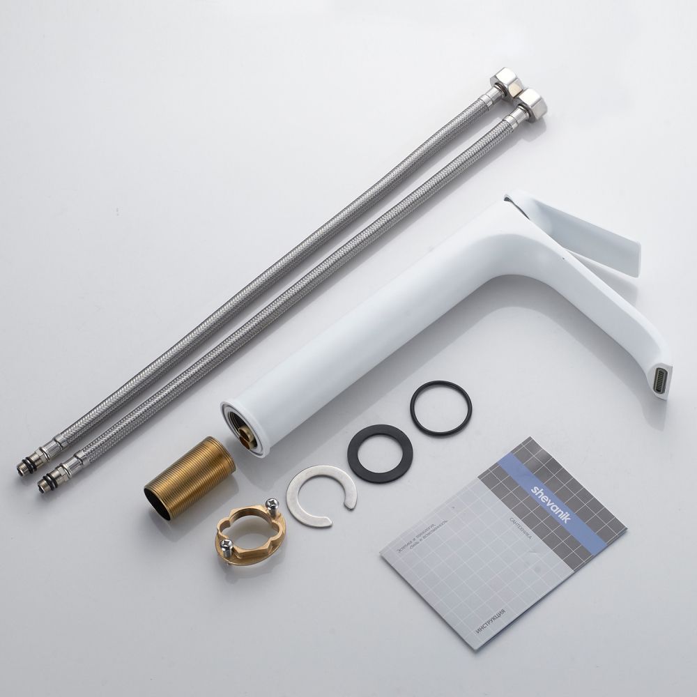 Смеситель для раковины высокий Shevanik S4111C, белый