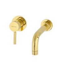 FORTIS GOLD Смеситель для раковины моноком. скрытого монтажа на 2 отв., настенный, золото