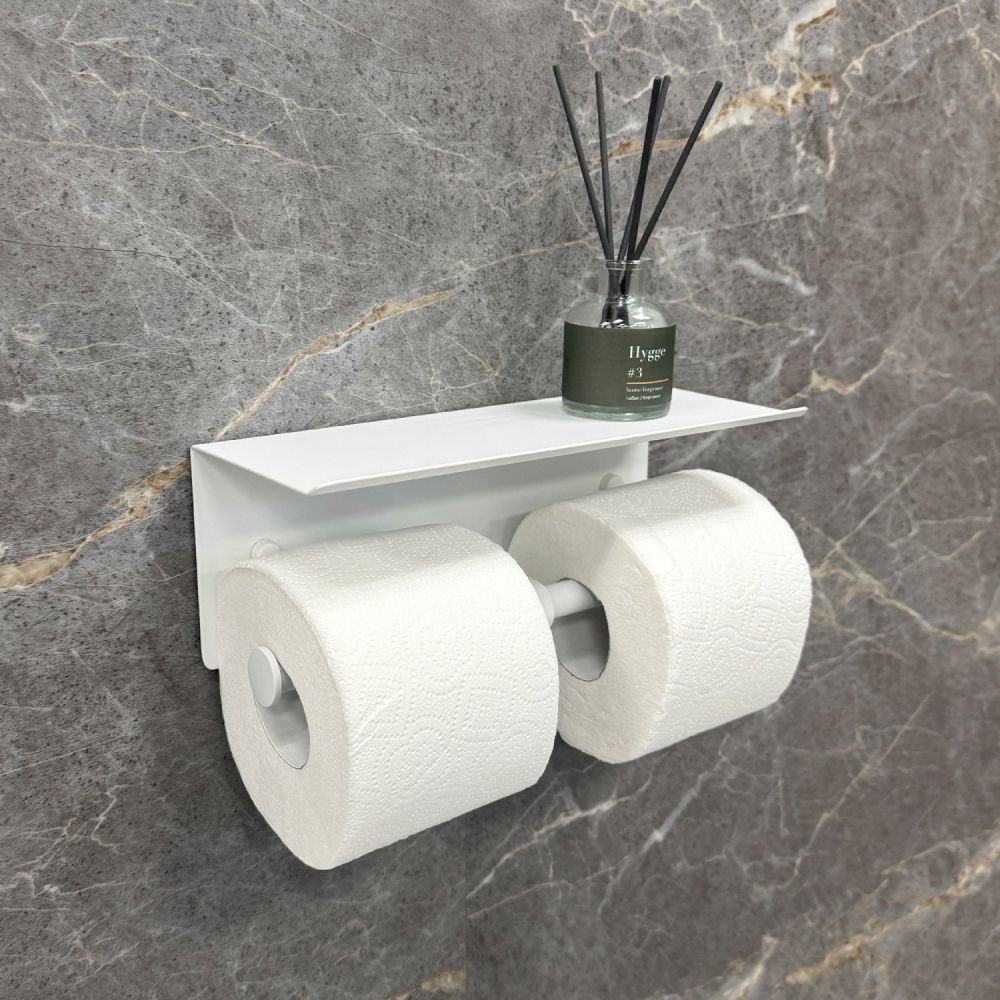 Бумагодержатель двойной с полкой для телефона Fixsen Hotel белый (FX-31011W-2), артикул FX-31011W-2