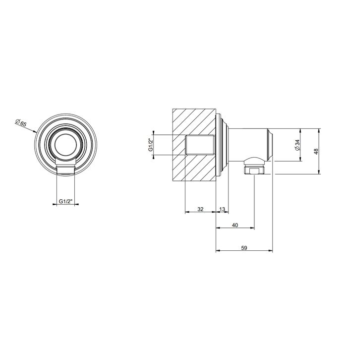 GESSI VENTI20 Подвод воды, цвет Black Metal PVD