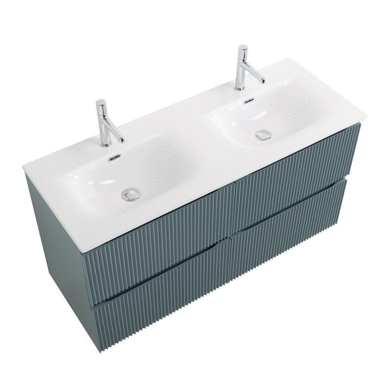 UNO База под раковину подвесная с фрезерованными ручками по всей длине фасада с четырьмя выкатн. ящ., Голубой Матовый, 1200x455x608, UNO-1200-4C-SO-AO, артикул UNO-1200-4C-SO-AO