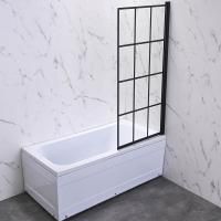 Шторка на ванну Veconi Palau PL-77R, 900x1500, черный, стекло прозрачное