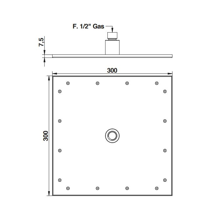Bongio Soffioni   Душевая головка 300х300 мм, цвет хром