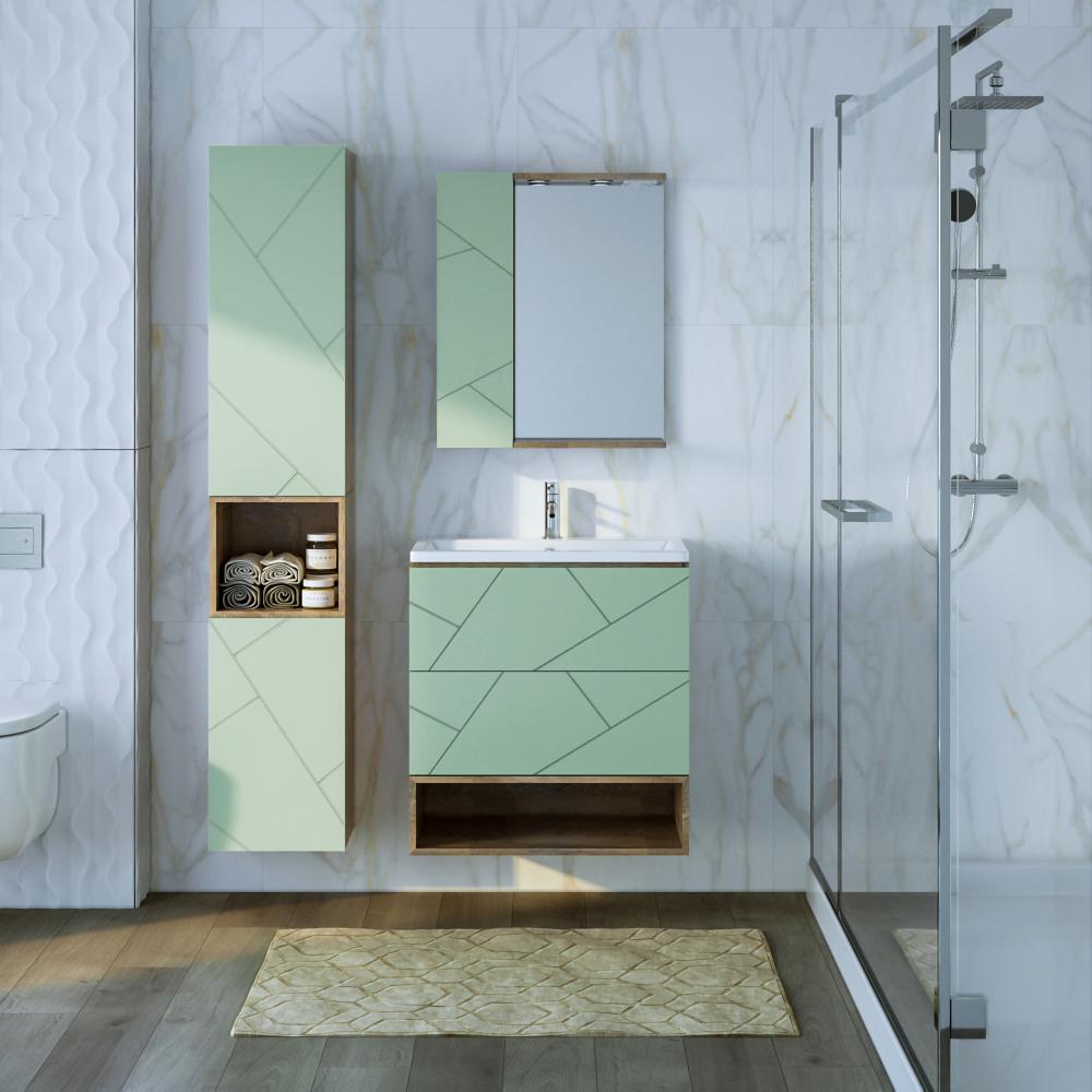 Шкаф навесной Бриклаер КРИСТАЛЛ 35х90 см, фисташковый