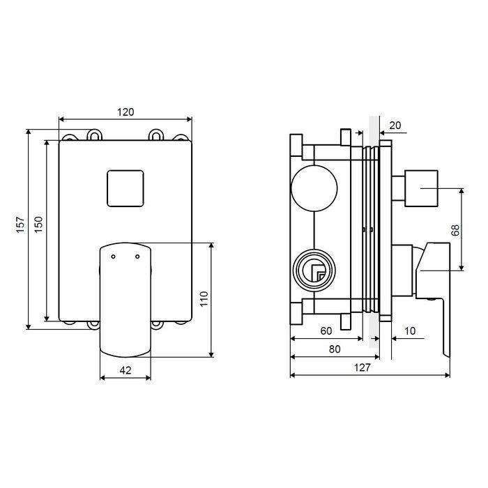 Смеситель для душа скрытого монтажа EXCELLENT Pride AREX.4045CR (хром)