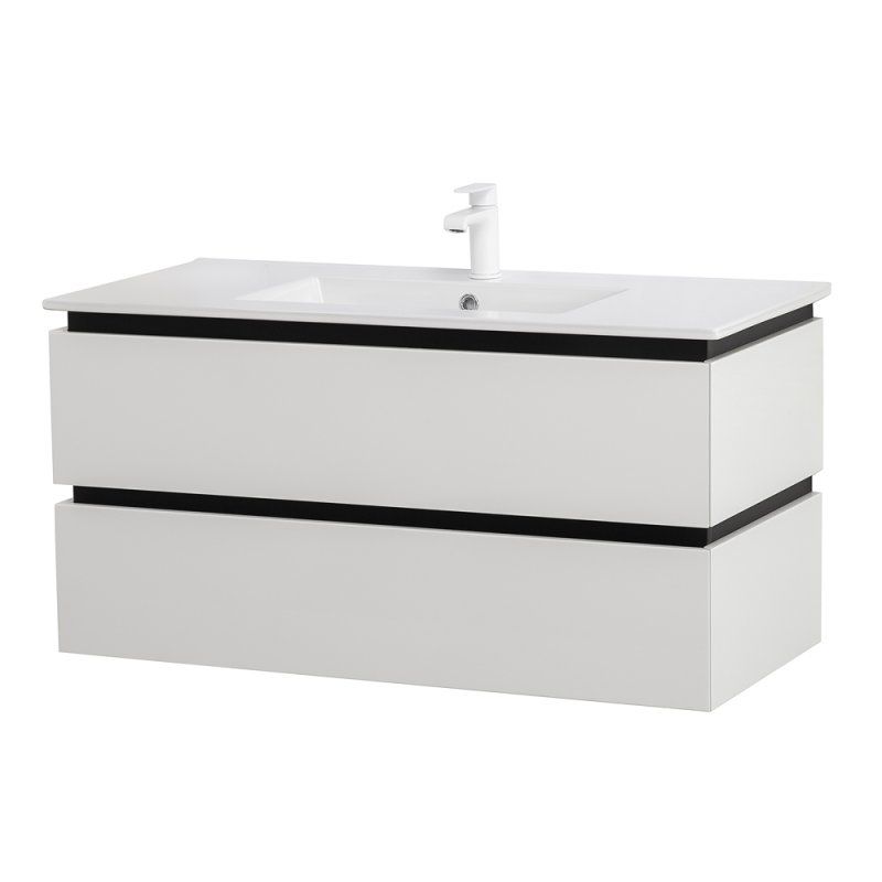 PLANE База под раковину подвесная с двумя выкатными ящиками, Белый глянец, 1200x458x500, PLANE-1200-2C-SO-BL, артикул PLANE-1200-2C-SO-BL