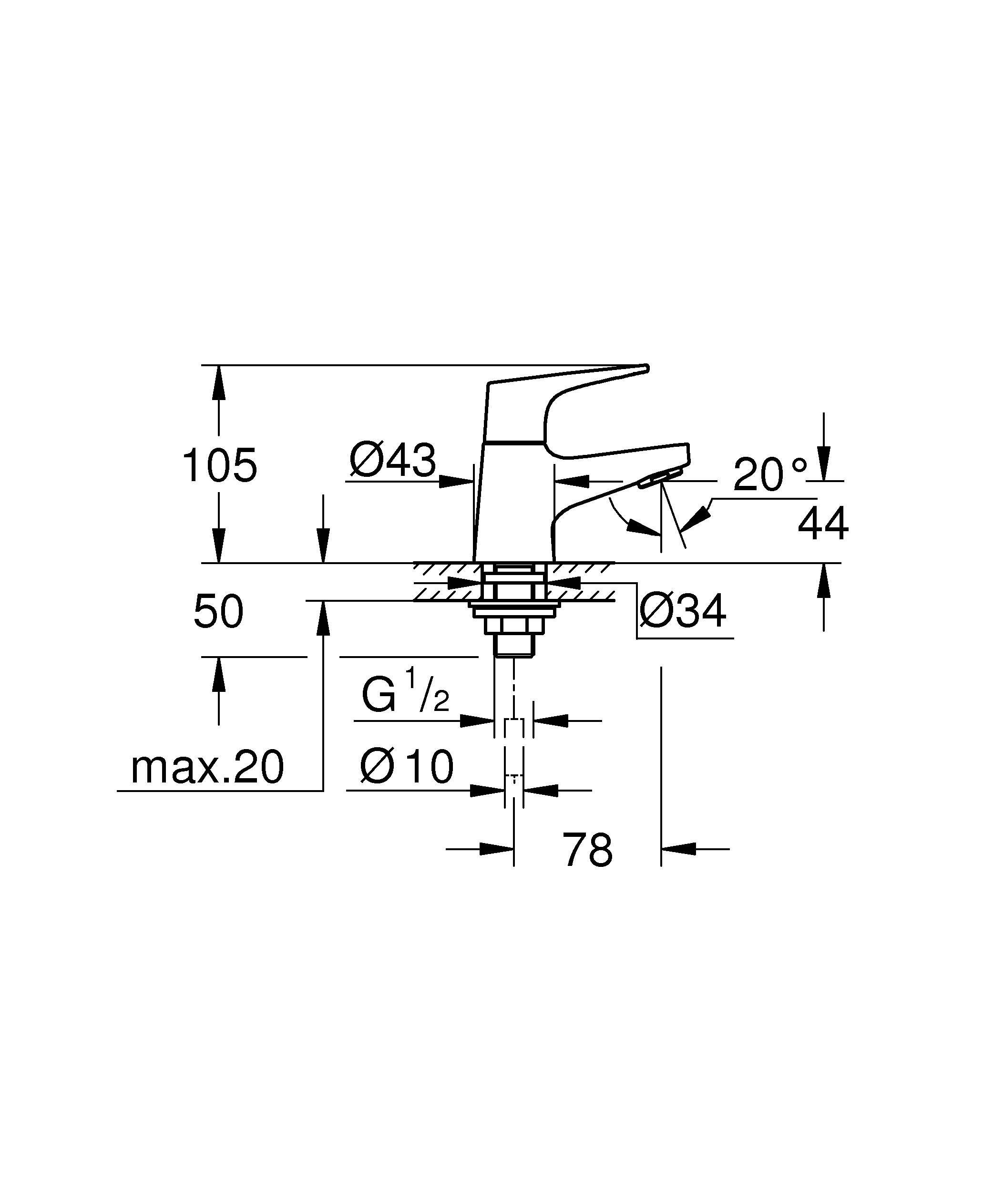 Вентиль GROHE BauFlow, без функции смесителя, хром (20575000) Вентиль GROHE BauFlow, без функции смесителя, хром (20575000)