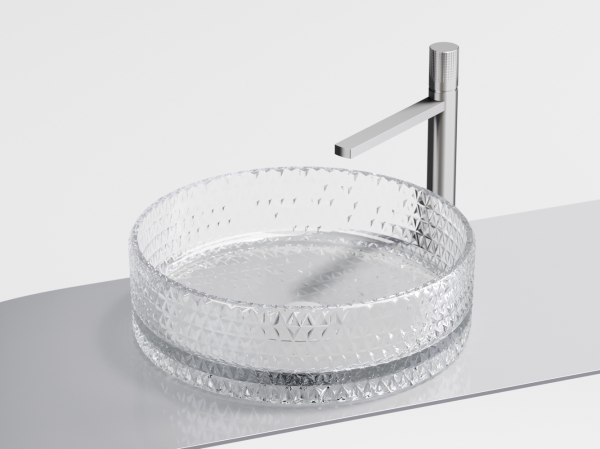 Умывальник чаша накладная круглая (прозрачная) Кристалл (Cristal) 360x360x112мм