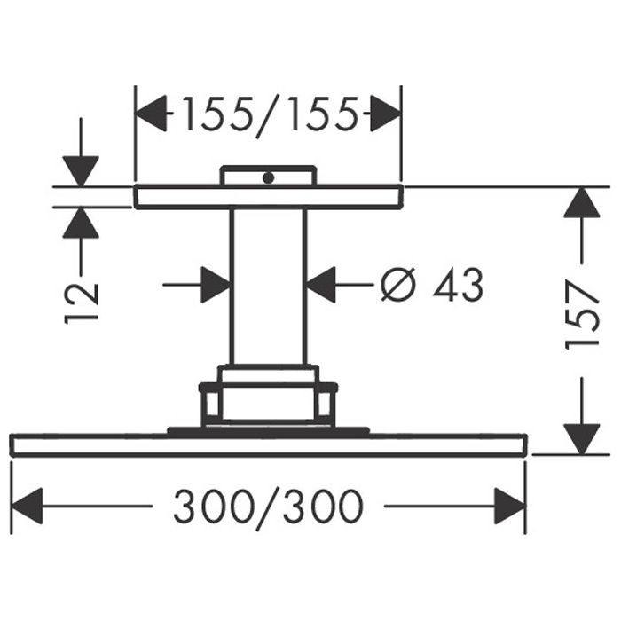 AX ShowerSolution Верхний душ, 300x300мм, 1jet, с  держателем 100мм, потолочный монтаж, цвет: хром AX ShowerSolution Верхний душ, 300x300мм, 1jet, с  держателем 100мм, потолочный монтаж, цвет: хром