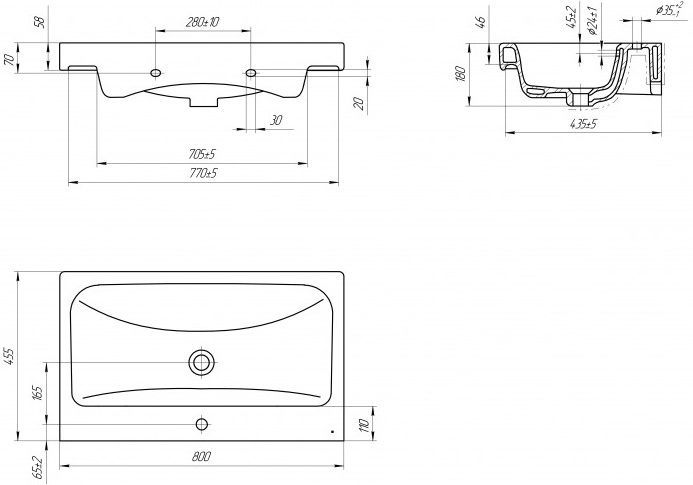 Раковина Cersanit Moduo 80 S-UM-MOD80/1, артикул S-UM-MOD80/1
