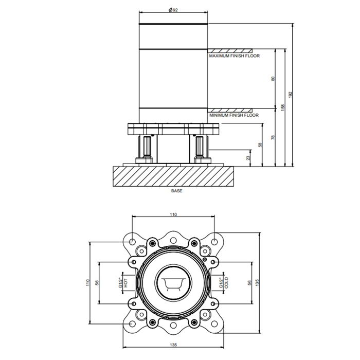 Gessi Emporio Via manzoni Встраиваемая часть для напольного смесителя для ванны с душевой лейкой, цвет: Chrome