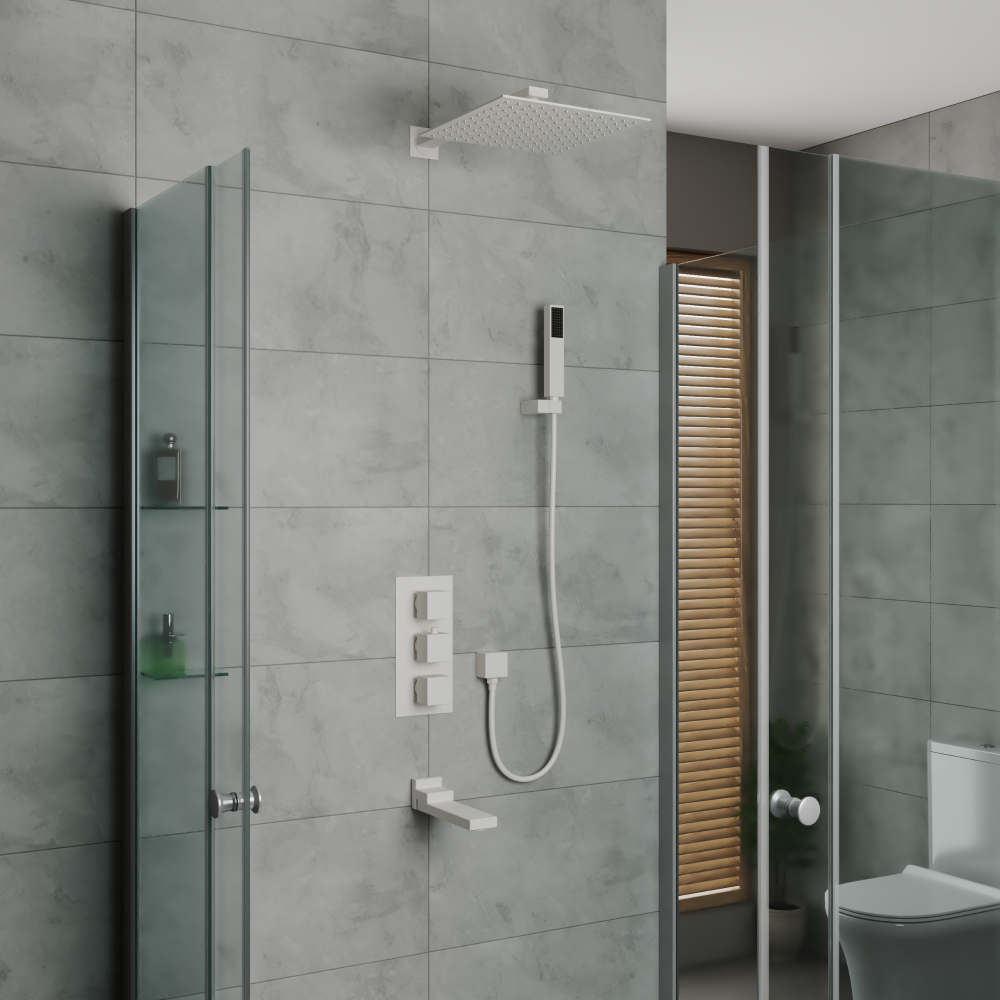 Душевая система для ванны и душа DK встраиваемая термостатический с изливом матовый белый Bayern.Liszt DA2515608A04, артикул DA2515608A04