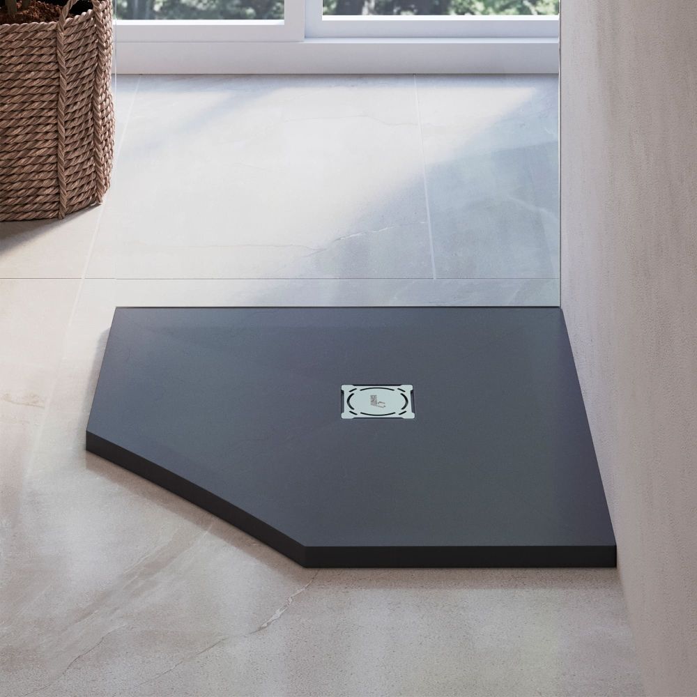 Душевой поддон трапеция RGW ST/T-G Графит (800x800)