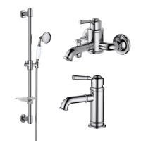 AQ1510CR КЛАССИК смеситель для раковины 72, без донного клапана + AQ1540CR КЛАССИК смеситель для ванны + AQ2020CR КЛАССИК душевой гарнитур 1jet 65 см AQ1510CR КЛАССИК смеситель для раковины 72, без донного клапана + AQ1540CR КЛАССИК смеситель для ванны + AQ2020CR КЛАССИК душевой гарнитур 1jet 65 см