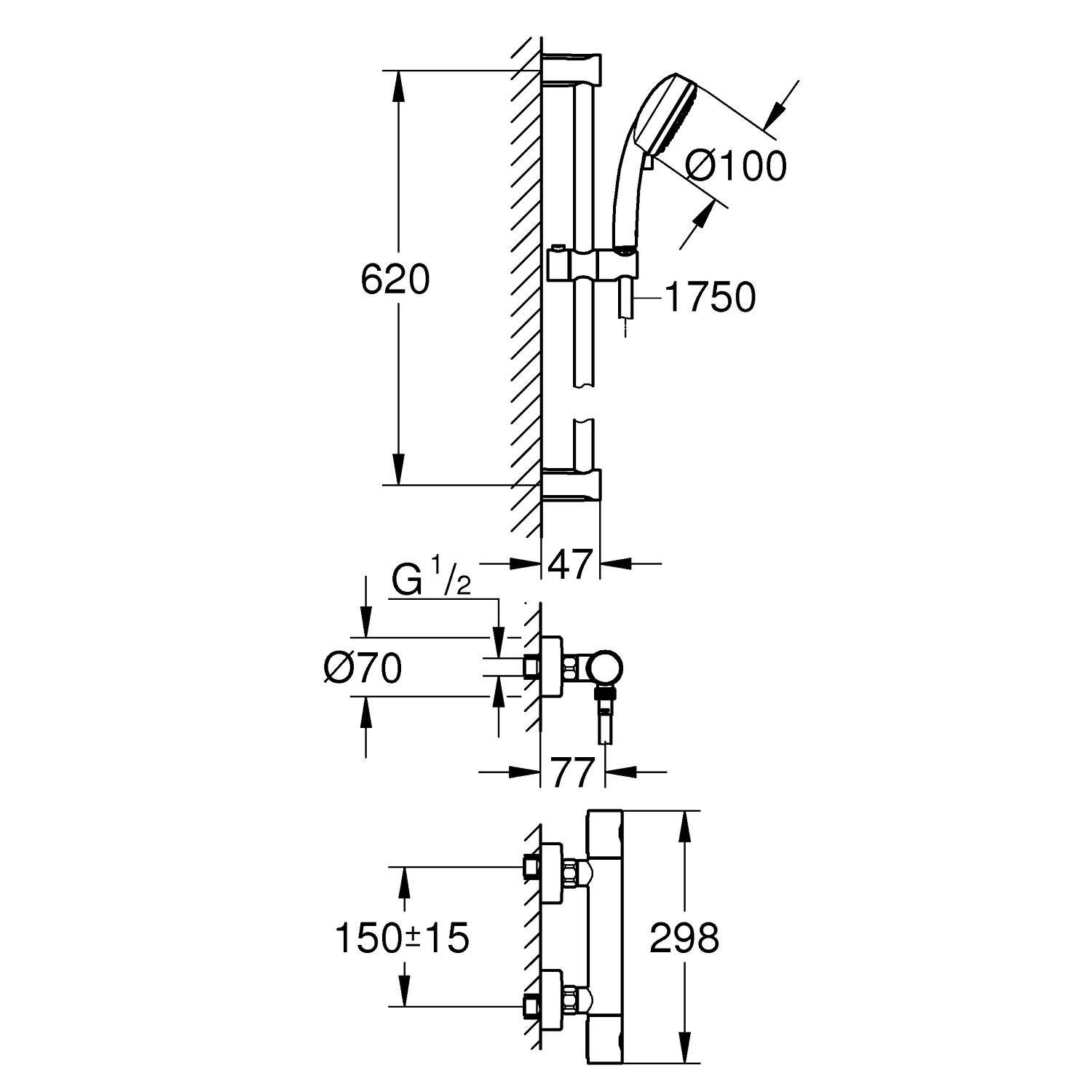 Термостат для душа GROHE Grohtherm 800 Cosmopolitan, душевой гарнитур Tempesta Cosmopolitan, 2 режима струи, душевая штанга 600 мм (34768000) Термостат для душа GROHE Grohtherm 800 Cosmopolitan, душевой гарнитур Tempesta Cosmopolitan, 2 режима струи, душевая штанга 600 мм (34768000)