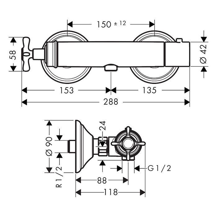 AX Montreux Термостат для душа , цвет сталь